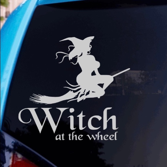 Witch at the wheel window Decal - Picture 1 of 1